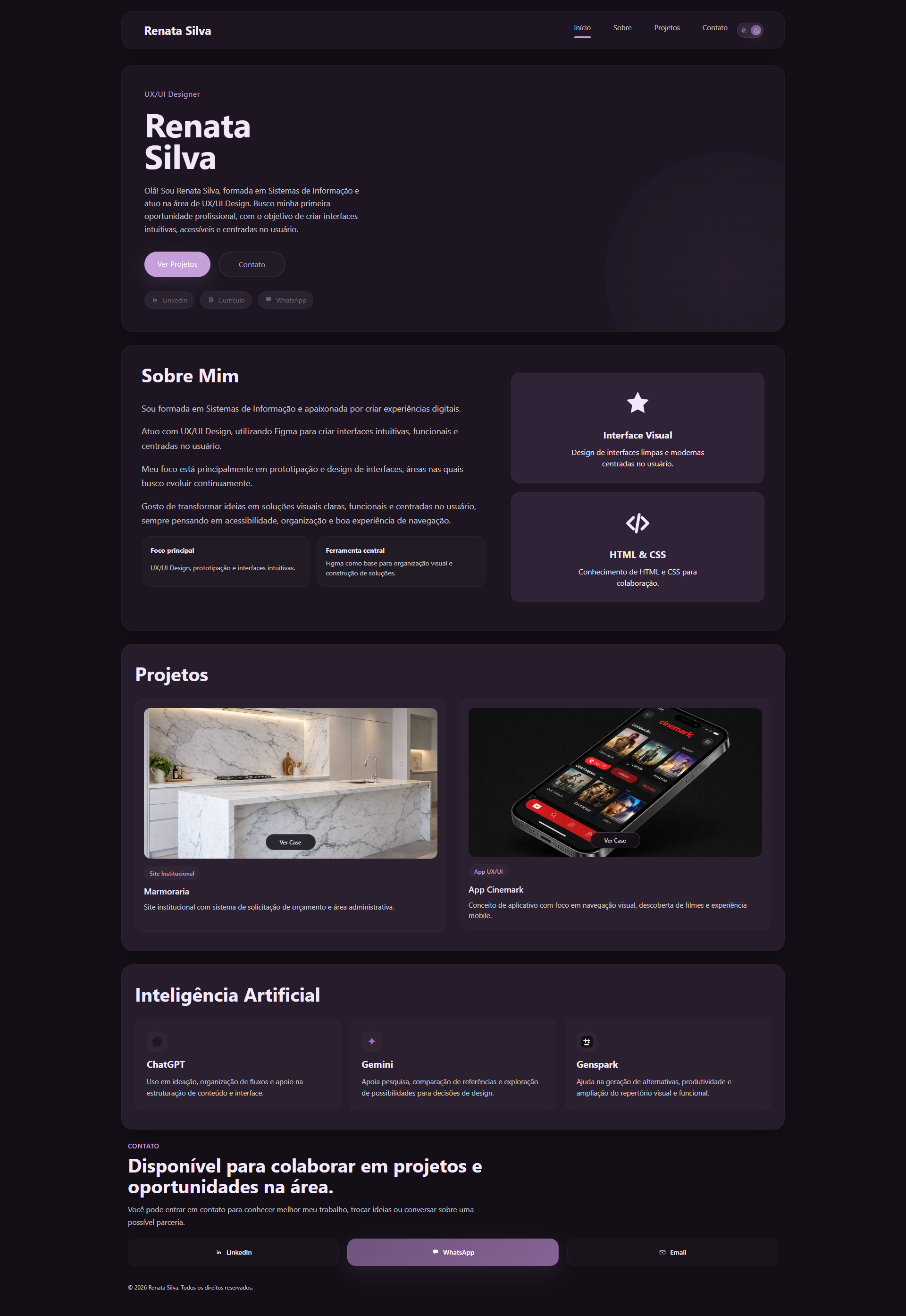 Portfólio Renata Silva Design - Projeto de web design responsivo